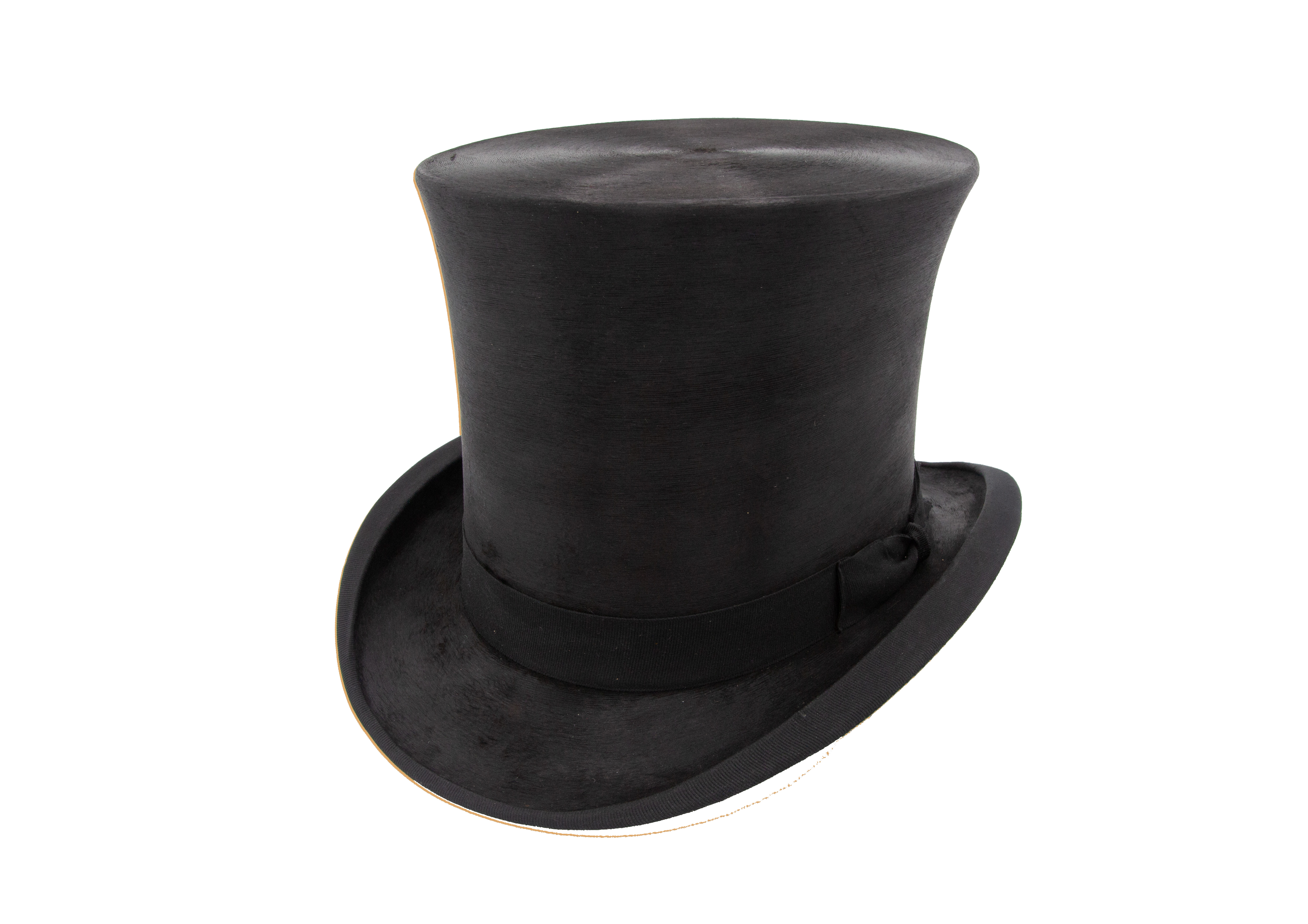 A. Brown black silk top hat 