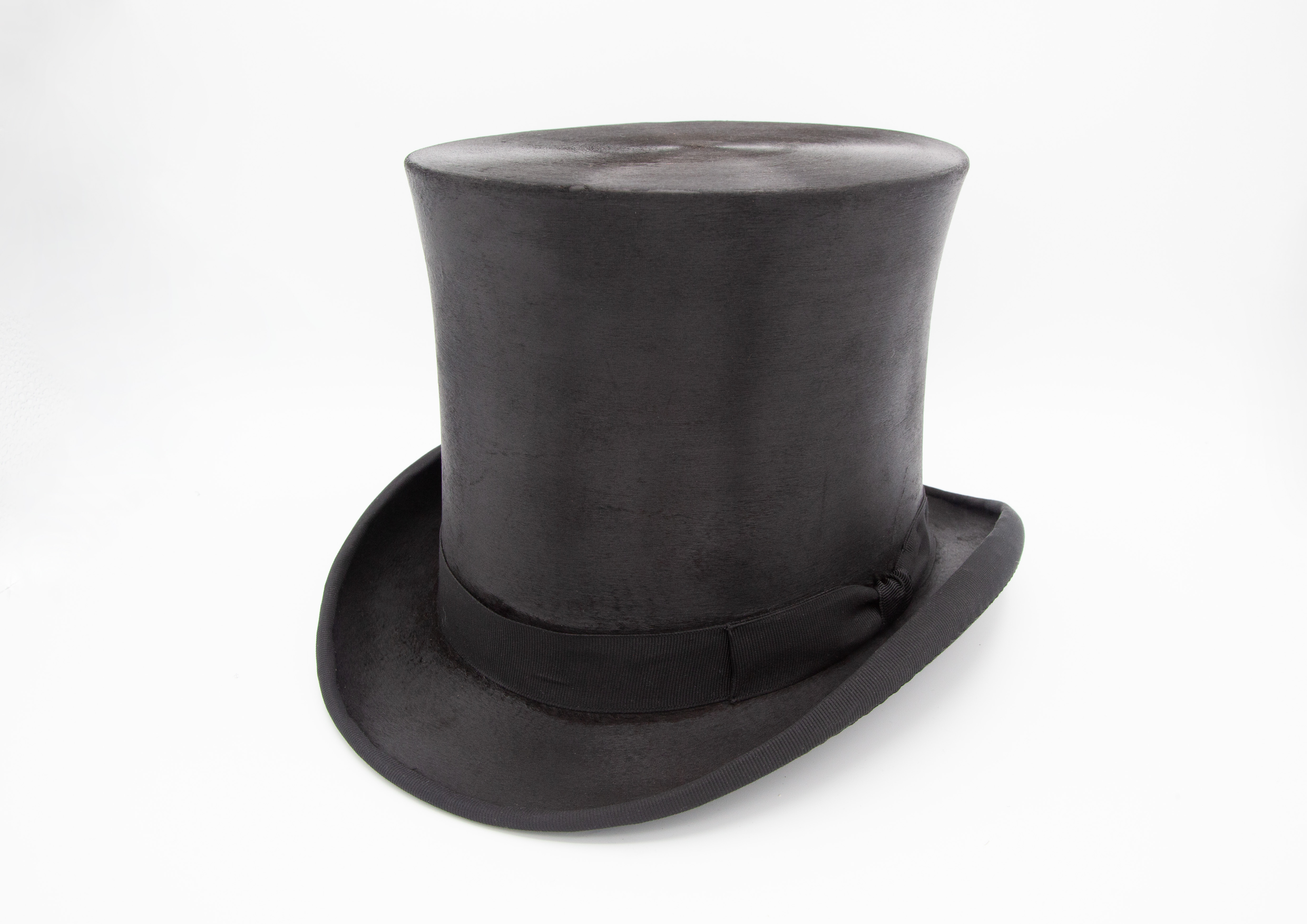 A. Brown black silk top hat 
